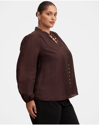 Forever New Curve - Amelia Curve Printed Button Down Blouse