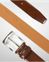 DENTS - Heritage Lined Gloss Full-Grain Leather Belt with Satin Nickel Buckle