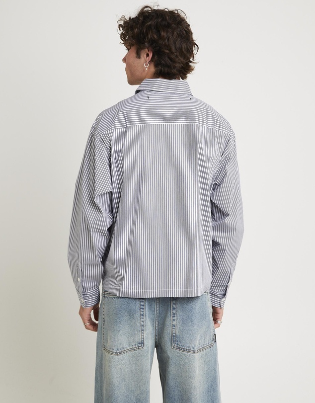 Black Noise White Rain - Miami Striped Long Sleeve Shirt