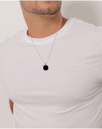 Kuzzoi - ICONIC EXCLUSIVE - Necklace Male Square Enamel Armoured Chain 925 Sterling Silver