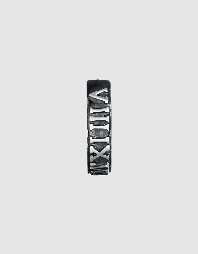 Kuzzoi - ICONIC EXCLUSIVE - Earrings Single Creoles Roman Numerals in 925 Sterling Silver Oxidised