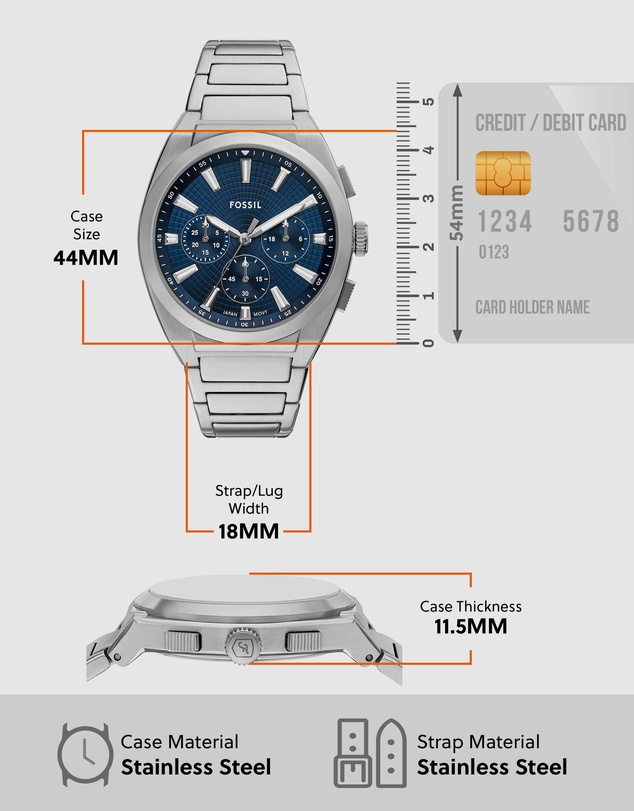 Fossil - Everett Silver Tone Chronograph Watch