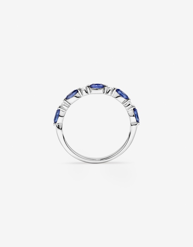 Michael Hill - Marquise Cut Ceylon Blue Created Sapphire Gemstone and Diamond Ring in Sterling Silver
