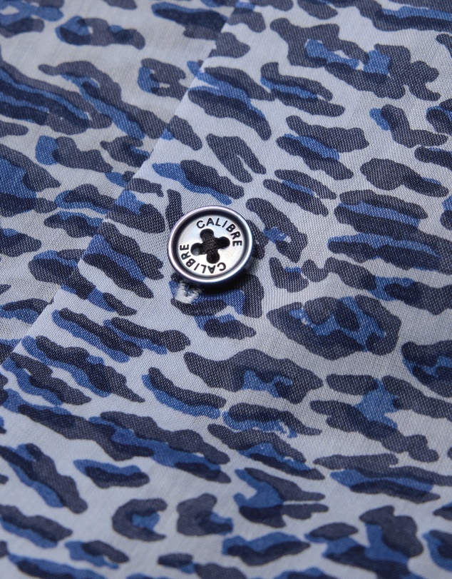 Calibre - Leopard Print Short Sleeved Shirt Blue