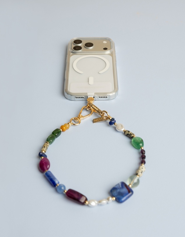 LOUVE COLLECTION - Universal Phone Strap Connector (White) + Isla Sol Wristlet