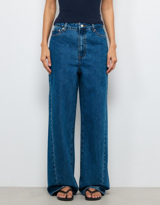 AERE - High Rise Seam Detail Wide Leg Jeans