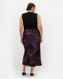 City Chic - Plus sizeSienna Orchid Print Midi Skirt - blackberry