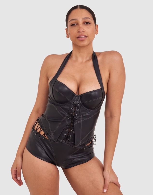 Bras N Things - Vamp Flustered Corset - Dark Grey