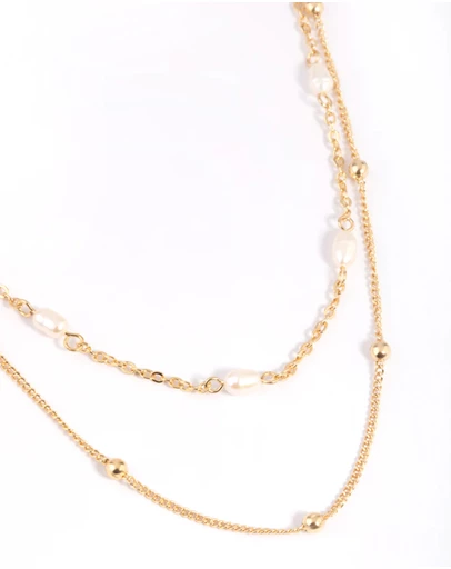 Lovisa - Gold Plated Freshwater Pearl Layered Necklace