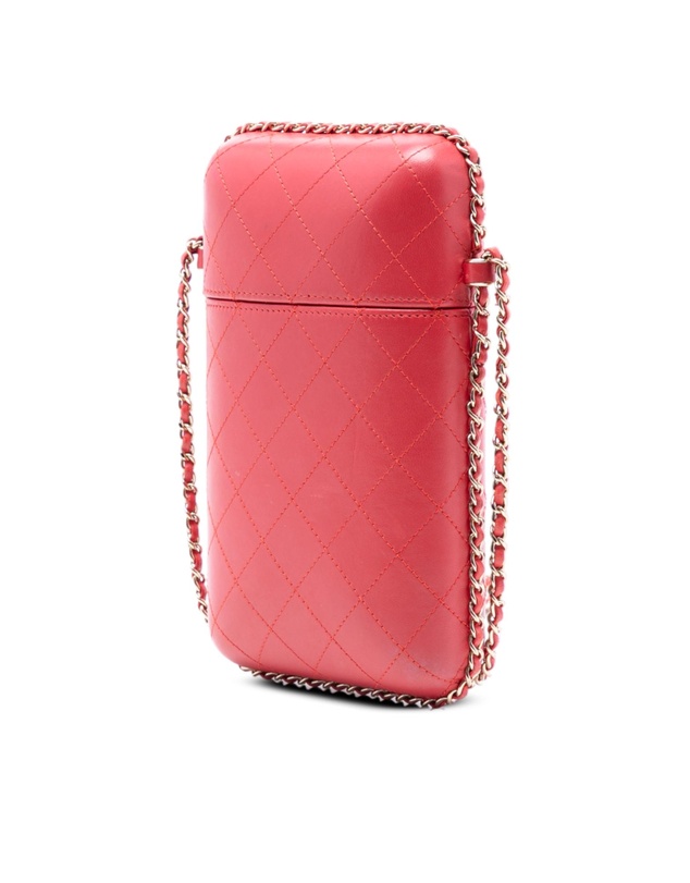Pre-Loved by Azura Reborn - Pre-Loved CC Quilted Lambskin Chain Around Phone Holder