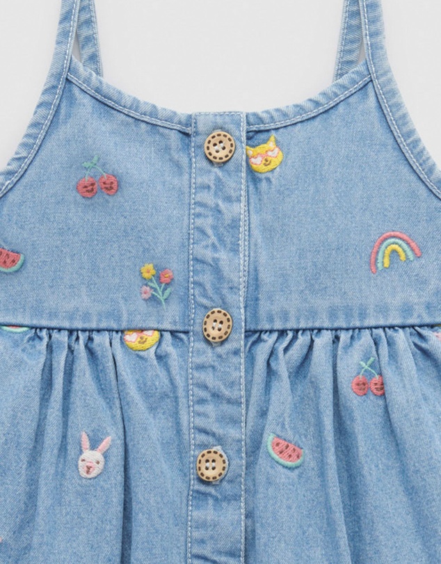 Purebaby - Chambray Broderie Dress -Kids-Babies