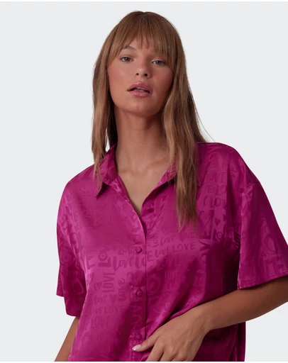 Bras N Things - Jacqui Short Sleeve Shirt - Magenta