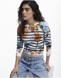 Desigual - Striped floral sweater