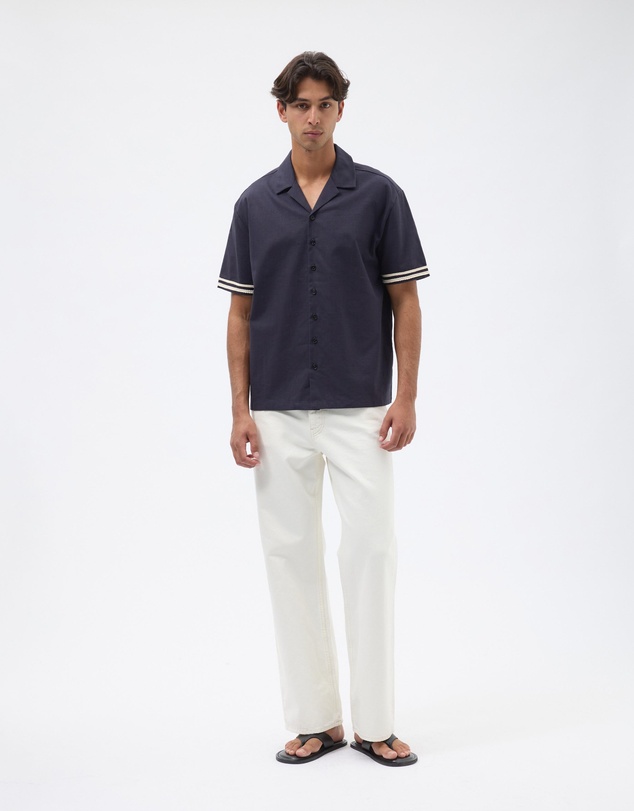 AERE - Contrast Linen Blend Shirt