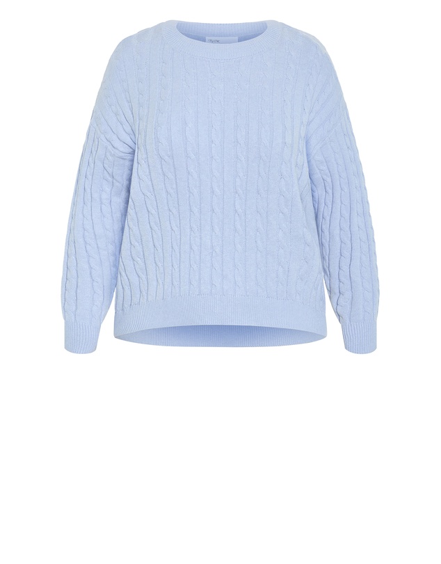 City Chic - Plus size Kenia Crew Neck Knit Jumper - sky blue