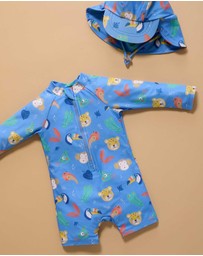 Purebaby - Printed Long Sleeve Sunsuit- Kids-Babies