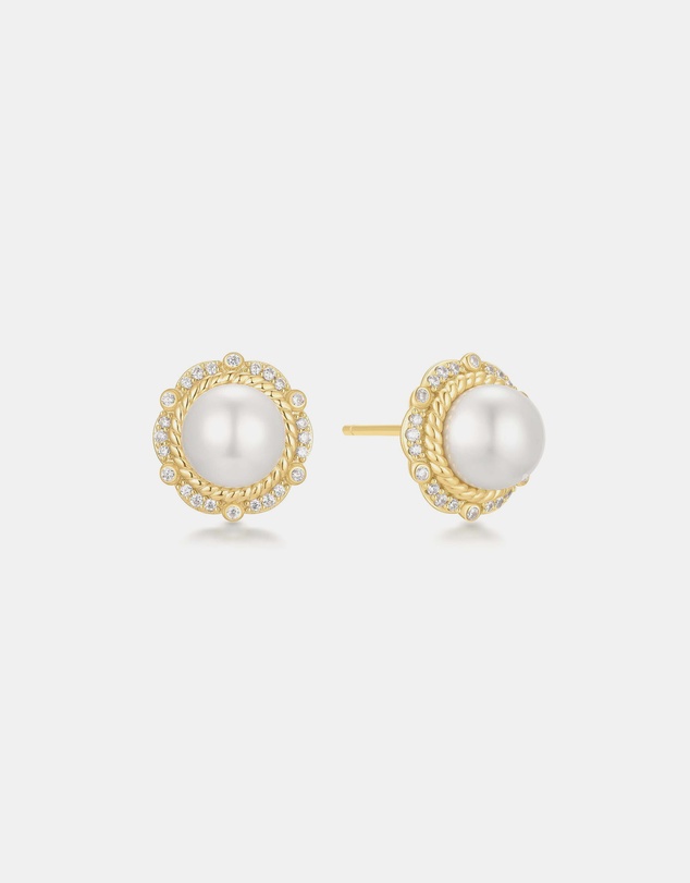 Ania Haie - Gold Shell Pearl Bloom Stud Earrings