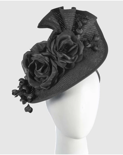 Fillies Collection - Bespoke Sculpted Black Racing Fascinator