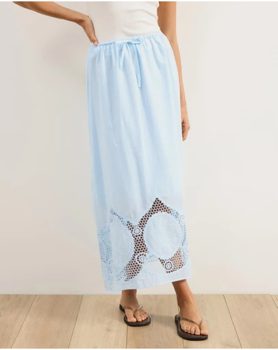 Atmos&Here - Cora Embroidered Midi Skirt