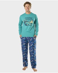 Mitch Dowd - Mens Otterly Comfy Cotton Sleep Set - Blue Green