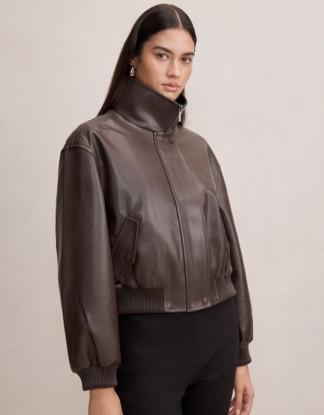 Forever New - Lynsey Funnel Neck Faux Leather Jacket