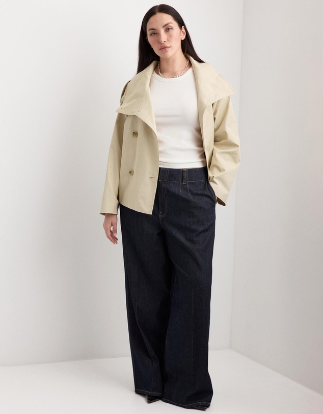 M.N.G - Double-Breasted Cropped Trench Coat