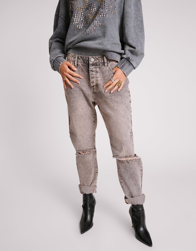 ONE TEASPOON - Saints Low Waist Boyfriend Denim Jeans - Dusty Smoke