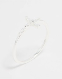 Lovisa - Sterling Silver Cubic Zirconia Marquise Cross Ring