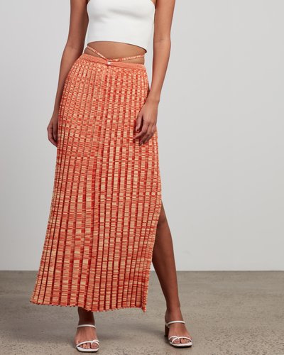 Pleated Knit Tie Skirt