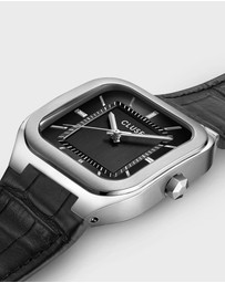 Cluse - Quadrus Leather, Black, Silver Colour