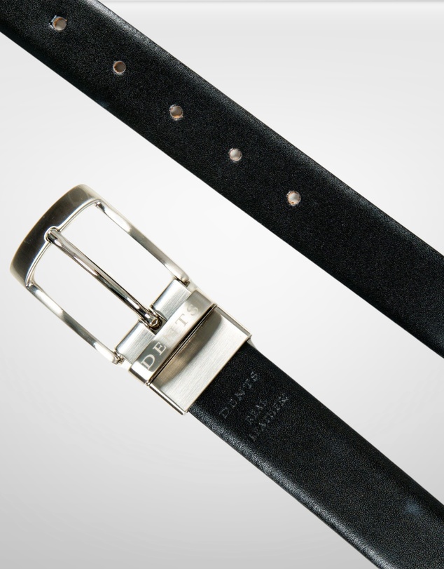 DENTS - Heritage Reversible Gloss Full Grain Leather Belt with Satin Nickel Buckle