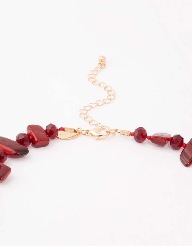 Lovisa - Red Genuine Shell Bead Layered Necklace