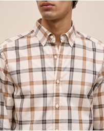 Trenery - Two Tone Check Shirt in Dark Camel