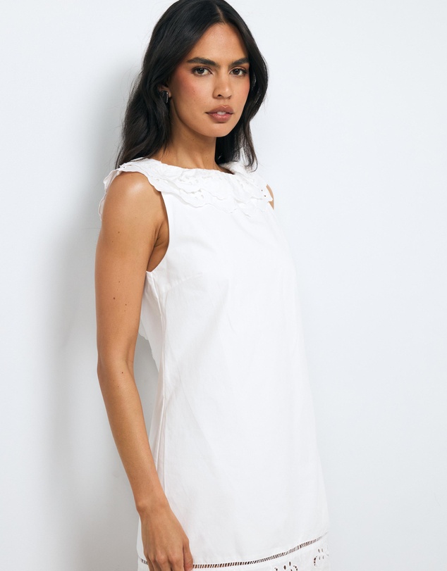 AERE - Evolet Cotton Frill Mini Dress