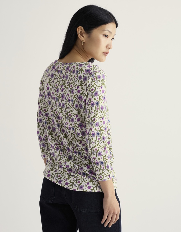 Seasalt - Seasalt Cornwall Multi Kellow 3/4 Sleeve Jersey Top