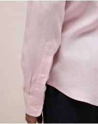 Trenery - Regular Fit Linen Fine Stripe Shirt in Soft Lilac