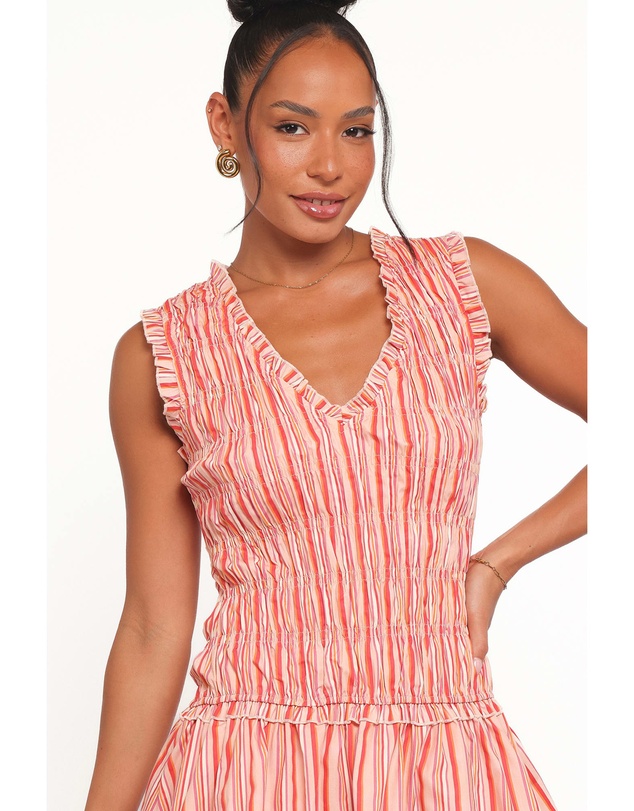 Petal & Pup - Leabrook Mini Dress - Peach Stripe