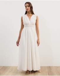 Atmos&Here - Luna Linen Blend Sleeveless Gathered Maxi Dress