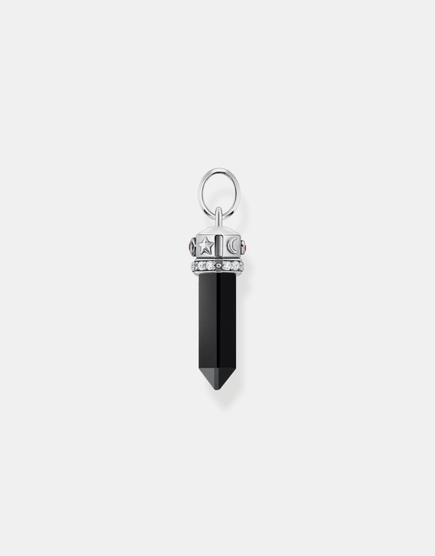 THOMAS SABO - Silver Pendant with Onyx in Hexagon-Shape and Stones