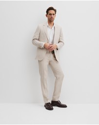 Country Road - Regular Fit Linen Single Breasted Check Jacket