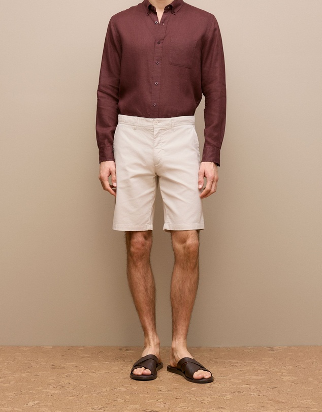Trenery - Stretch Cotton Dobby Longline Short in Chalk