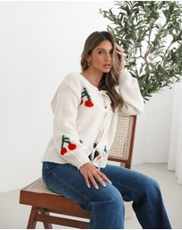 Esther & Co - Jaya Cardigan - Cream Print