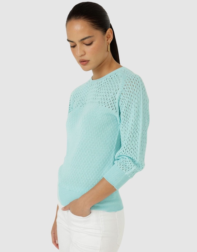 SACHA DRAKE - 3/4 Sleeve Ripple Knit Top