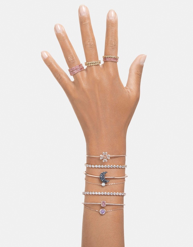 Swarovski - Matrix Tennis bracelet, Round cut, White, Rose gold-tone plated