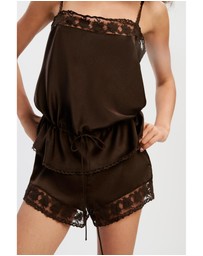Bardot - Bonita Satin Lace Trim Short