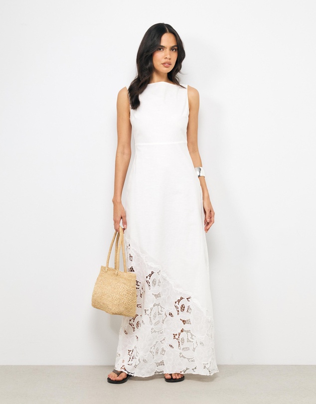 AERE - Niara Lace And Linen Maxi Dress