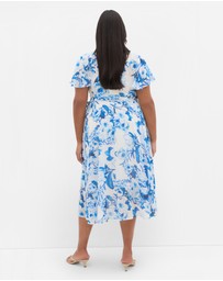 City Chic - Short Sleeve Print Wrap Midi Dress