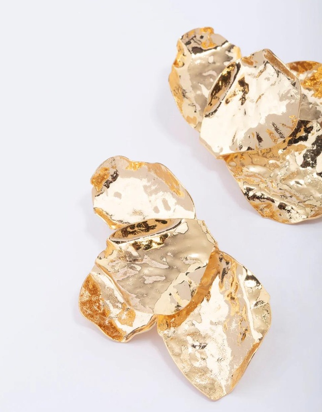 Lovisa - Gold Plated Half Flower Statement Stud Earrings