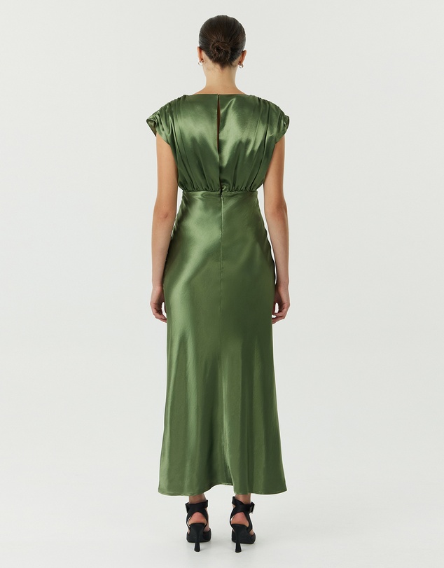 Third Form - Satin Cross Over Gather Dress
