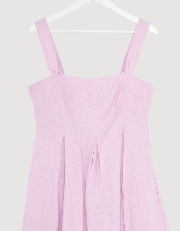 Revibe - Repaired AERE Inara Pleated Linen Midi Dress - AU 14